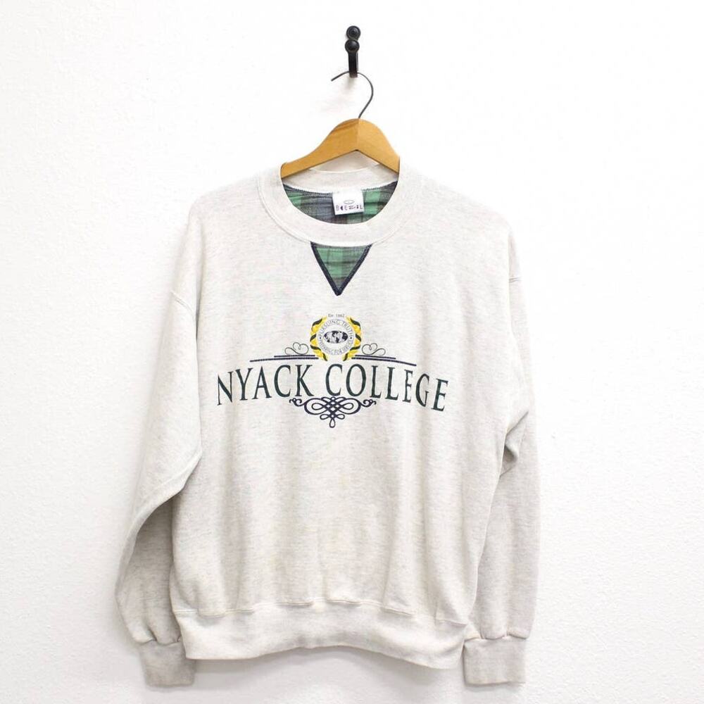 Vintage 90s Nyack College Warriors Sweatshirt Men’s Large Gray College